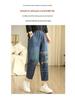 Women's Embroidered Kitten Harem Pants - Casual Loose Eight-Point Plus Size Jeans for Spring/Summer
