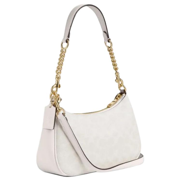 Coach Сумка через плечо Teri 25, средняя, женская, из искусственной кожи, с микрологотипом бренда, съемным плечевым ремнем, цвет Меловой-Белый CV933-IMXU5