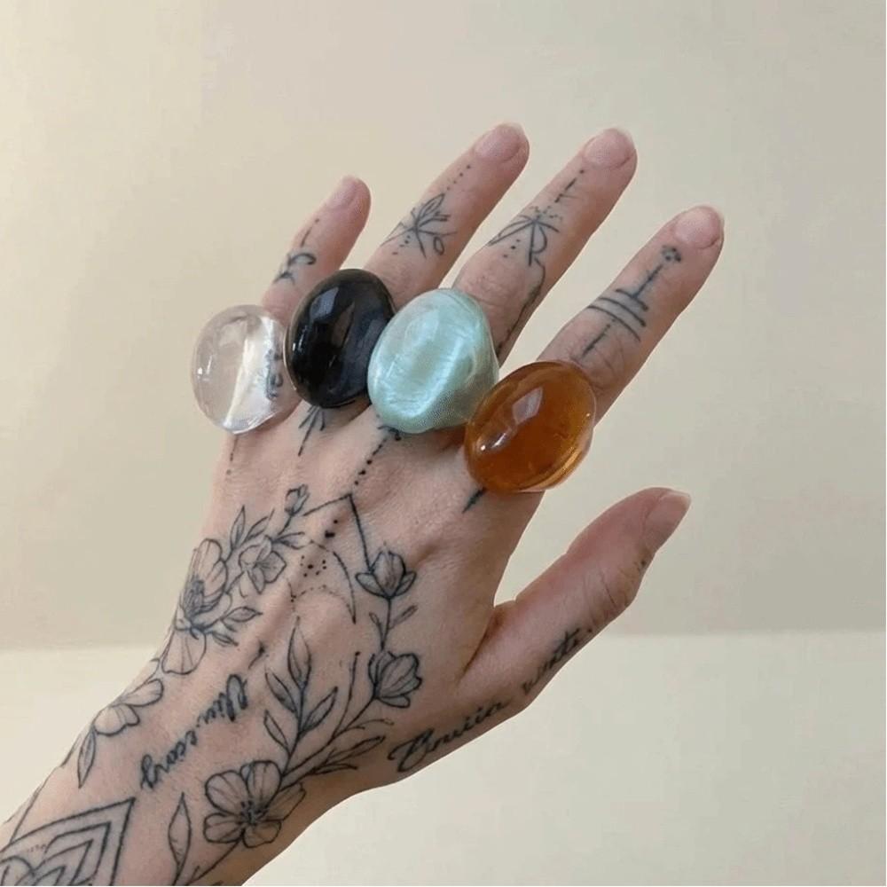 Non-adjustable Resin Ring Geometric Exaggerated Ring Oval Exaggerated Ring Girls Jewelry