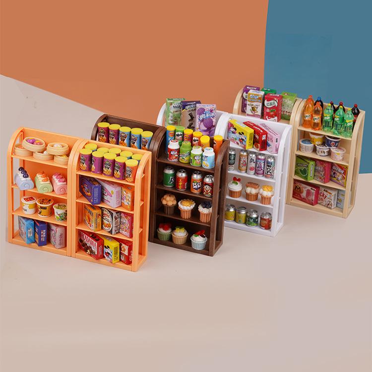 Children'S Simulation Supermarket Small Shelf Play House Toys Miniature Food Play Doll House Mini Display Rack Model Ornament