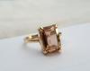 Peach Morganite Quartz 925 Sterling Silver Yellow Gold Overlay Ring Jewelry