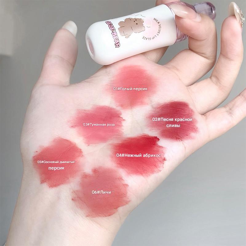 GEGE BEAR Velvet Matte Lip Glaze Помада-блеск для губ с дизайном медведя