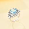 Великолепное кольцо с натуральным небесно-голубым топазом, дизайн с несколькими драгоценными камнями, модное, легкое, роскошное, женская одежда для юбилеев и банкетов, изысканные ювелирные изделия