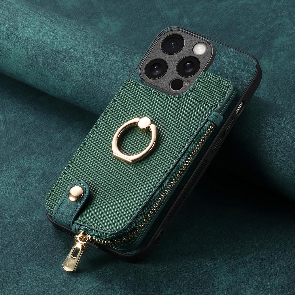 Магнитный кошелек с отделением для карт с откидным кольцом-держателем на молнии кожаный чехол для iPhone 15 14Plus 13 12 11Pro Max для Samsung S23 S22 S21 S20 Ultra Plus A14 A54 A53