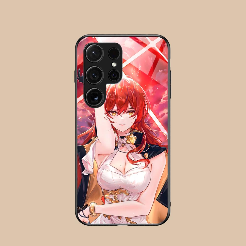 Стеклянный чехол HSR Himeko для мобильного телефона Samsung Galaxy S26 S25 S24 S23 S22 S21 S20 Note20 Plus FE Ultra Цветная крышка