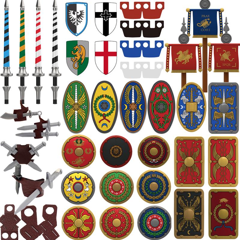 Средневековый Рим Щит Военные Строительные Блоки Фигурка Римского Солдата Воина Рыцаря Лучник Фартук Плащ Аксессуары Кирпичная Игрушка Подарок