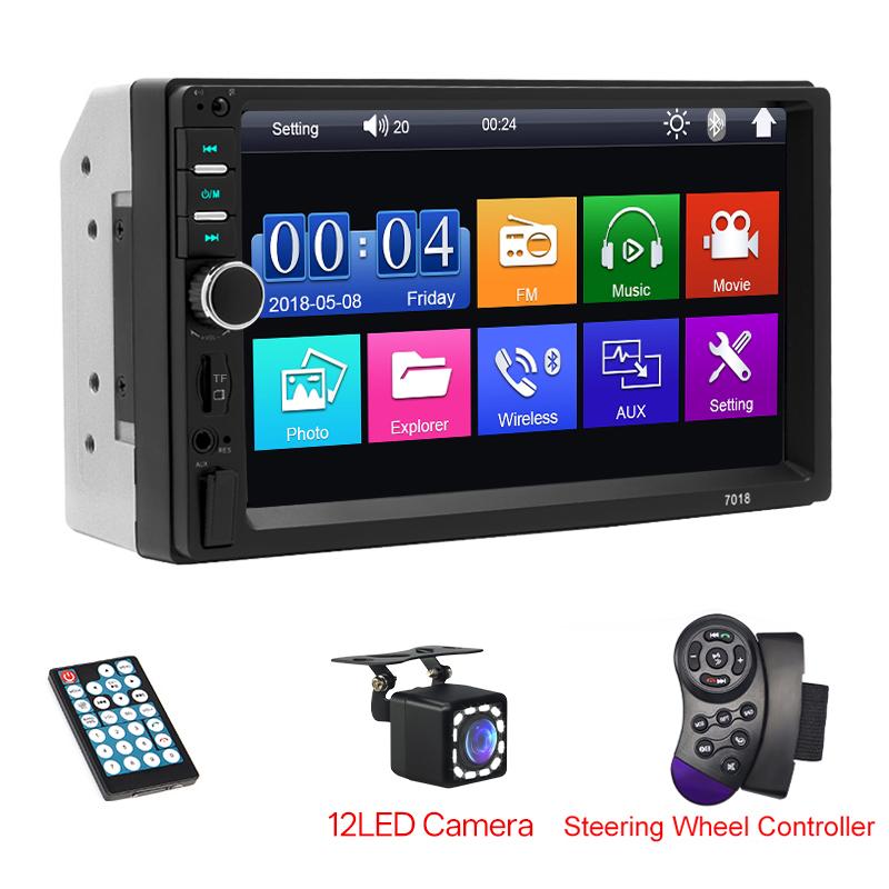 Автомагнитола 2 Din Bluetooth HD 7" Мультимедийный MP5 Плеер Сенсорный Экран FM USB ISO Питание Вход Aux Поддержка Камеры Заднего Вида Навигационный Экран Автомобиля Видеорегистратор