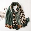 Spring And Autumn Winter Coffee Color Versatile Leopard Scarf Women'S Long Style Thin Style Brown Scarf Long Shawl
