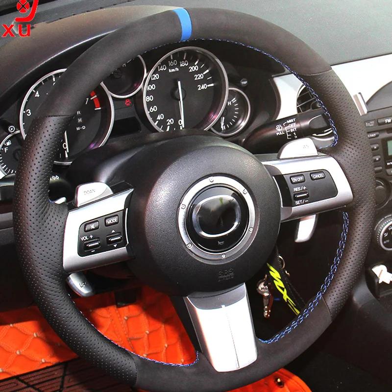 Для Mazda MX-5 MX5 2006-2015 Mazda RX-8 RX8-2011 CX-7 CX7 2007-2009 Оплетка Чехол на Руль Автомобиля Кожа Замша Салон Автомобиля