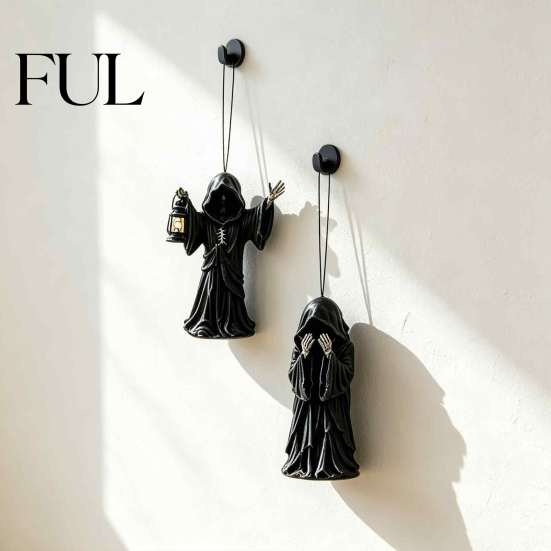 Haunted House Decor Grim Reaper Advent Calendar 2026, 24-Day Halloween Countdown with 24 Box Pcs Mini 2D Flat Black Robed Figures for Kids,