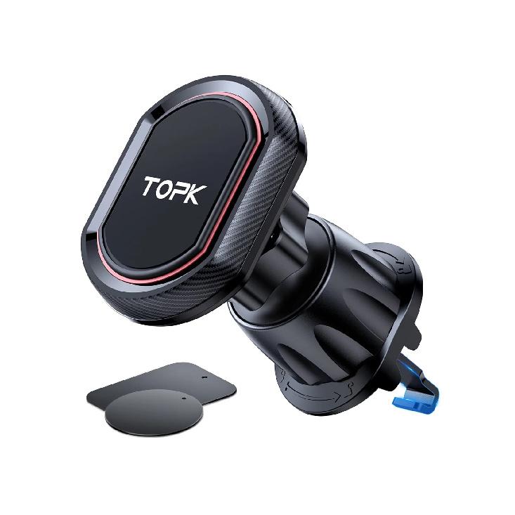 TOPK Magnetic Phone Car Mount Phone Holder for Cars Air Vent Upgrade Hook Clip Car Phone Holder with Strongest Magnet for Phones