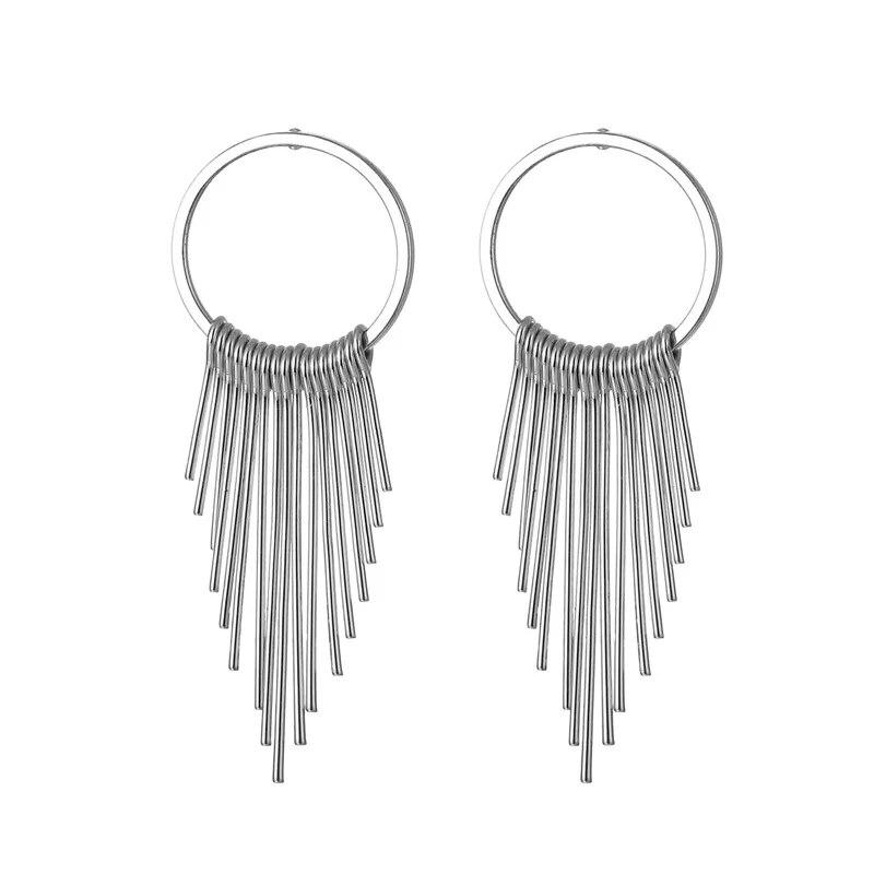Новые модные массивные металлические геометрические серьги-подвески для женщин, крутые серьги золотого цвета в стиле панк, круглые витые висячие украшения для ушей