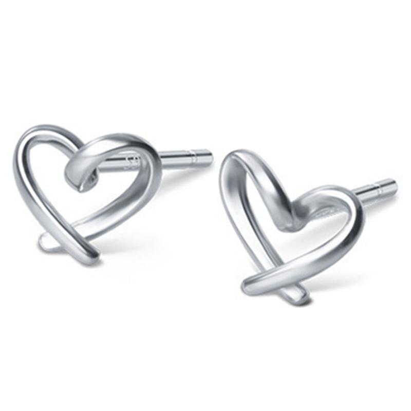 Genuine 925 Silver Heart Stud Earrings for Women Cute Small Earrings for Lover Girls