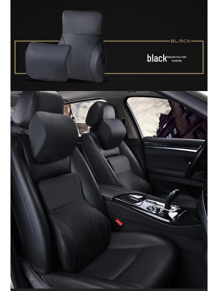 Lexus Lingzhi Genuine Leather Headrest & Lumbar Support with Memory Foam – Customizable Logo