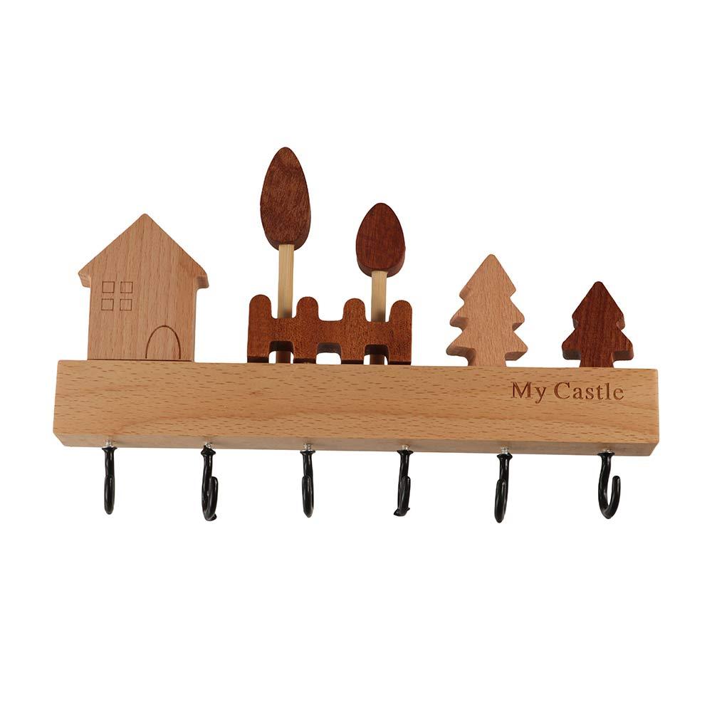 non-toxic Key Storage Holder Solid Wood Coat Rack Key Hook Rack  Kitchen Bathroom Bedroom