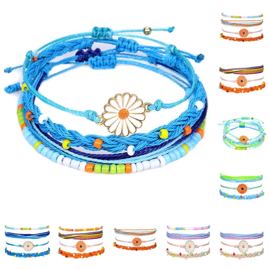 Браслет Дружбы Ромашка Ручной Работы Ножной Браслет Подвеска Цветок Подарки для Девочек Декор Детский