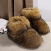 Fashion Women's Winter Snow Boots Outdoor Luxury Furry Faux Fox Fur Boots Woman Plush Warm Platform Shoes New Fashion Bottes Big Size