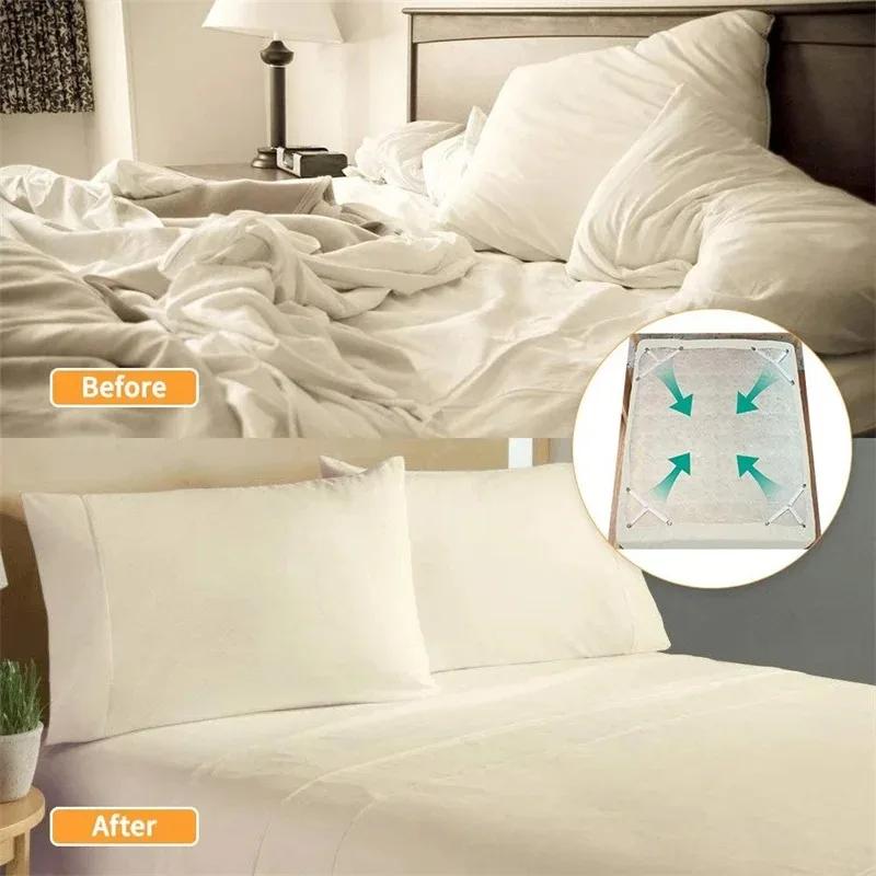 Набор из 4 предметов Щипцы для белья Зажим для одежды Эластичная лента Домашние гаджеты Зажим для чехла матраса Большие зажимы для хранения Крепление кровати