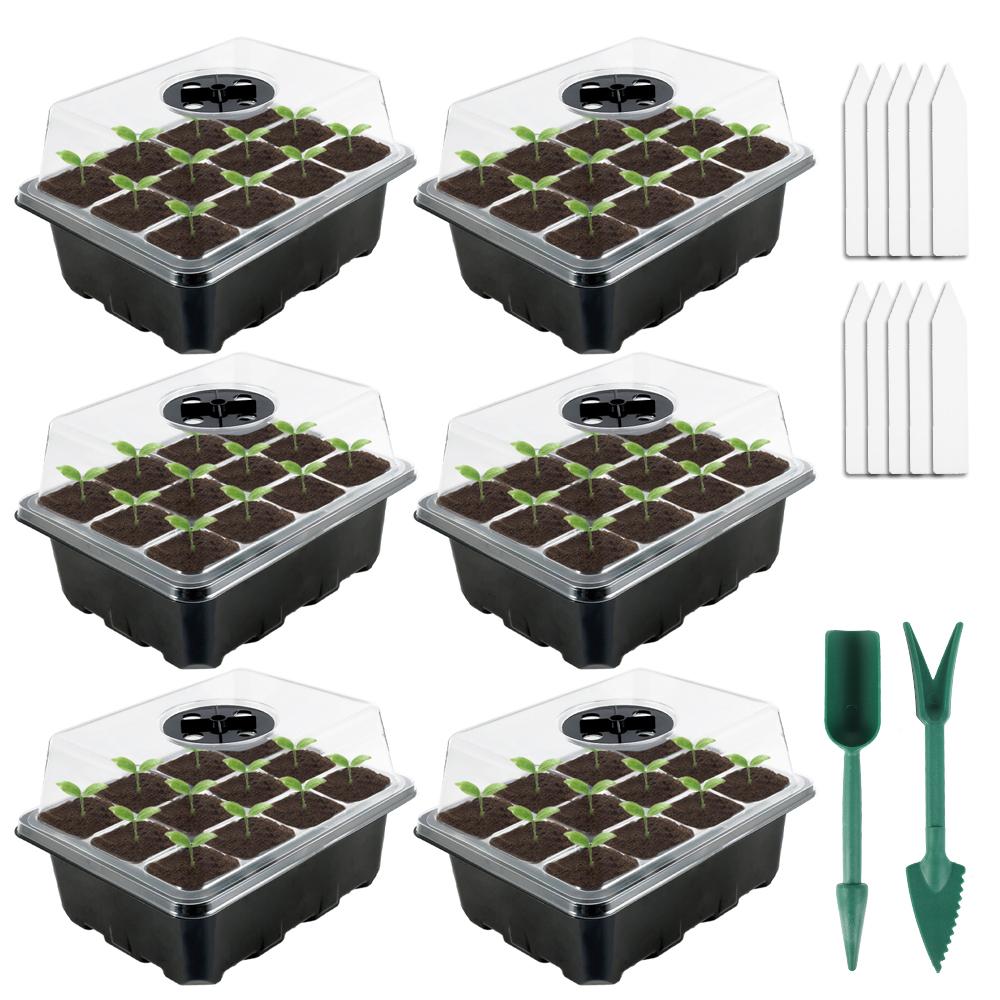 6 шт. лотков для рассады с 12 отверстиями, пластиковый ящик для выращивания семян растений, горшки для овощных и цветочных растений, ящик для выращивания рассады для сада, улицы