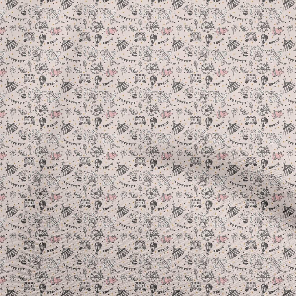 oneOone Cotton Flex Light Pale Pink Fabric Circus Sewing Material Print Fabric By The Yard 40 Inch