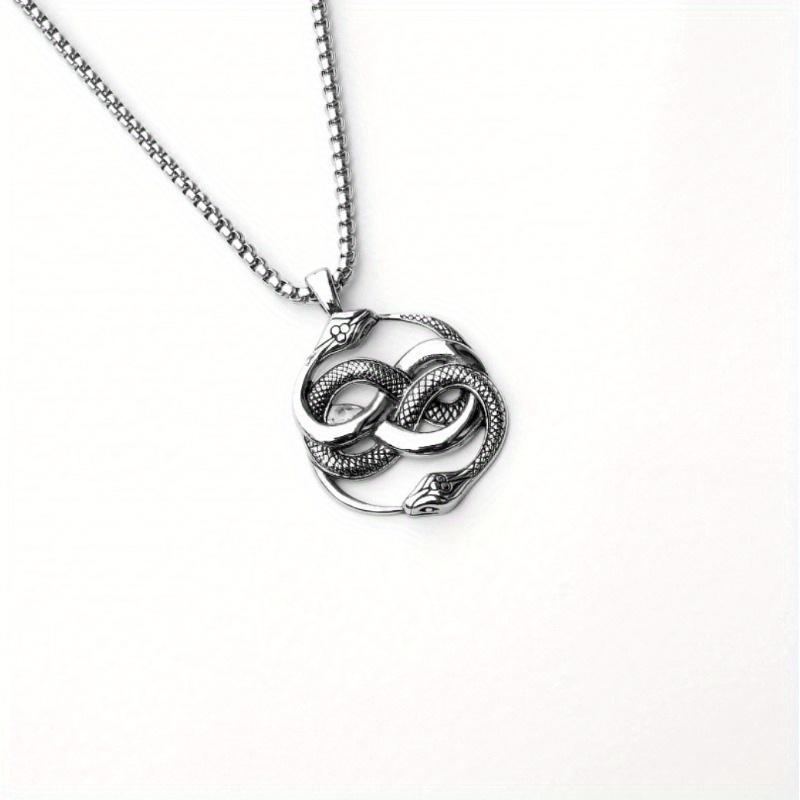 Snake necklace European and American retro style fashion personality double snake hollow winding necklace men's pendant necklace