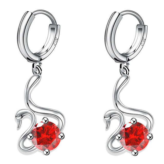 Посеребренные женские серьги 925 пробы с милым кулоном в форме гуся, многоцветные серьги с цирконом для женщин и девочек, ювелирные изделия, подарки