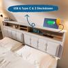 Storage Bed Double with 4 Drawers & Usb C Socket Upholstered 160x200cm Height Adjustable Headboard Slatted Frame Made of Wood (without Mattress)