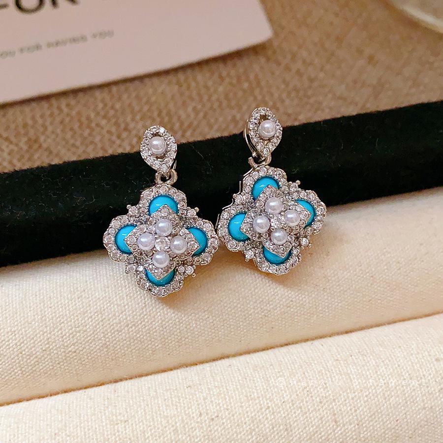 Серьги-кисточки из стекла с цветочным узором в стиле Мори, Игла из серебра – Элегантный дизайн высокого класса