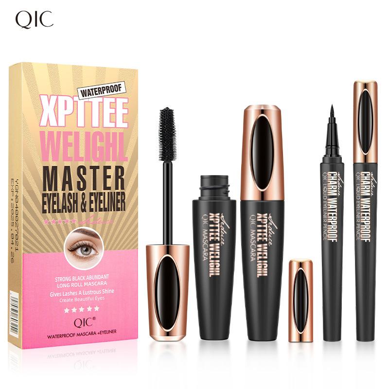 QIC Membrane Power Plump Mascara Waterproof Thick and Slim Long Curls Silicone Brush Head 4D Mascara