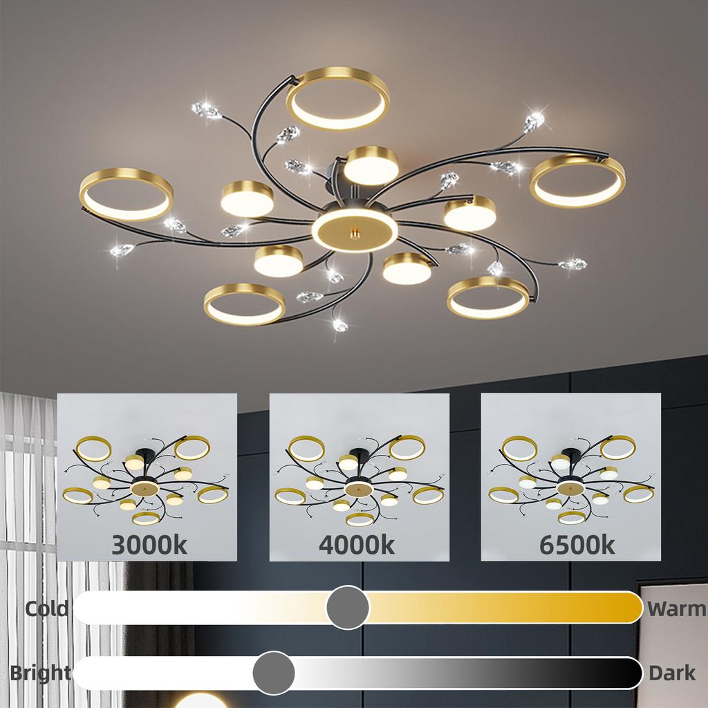 IRALAN Modern Ceiling Chandelier with Remote Control Dimming LED Ceiling Chandeliers for Living Room Bedroom Chandelier