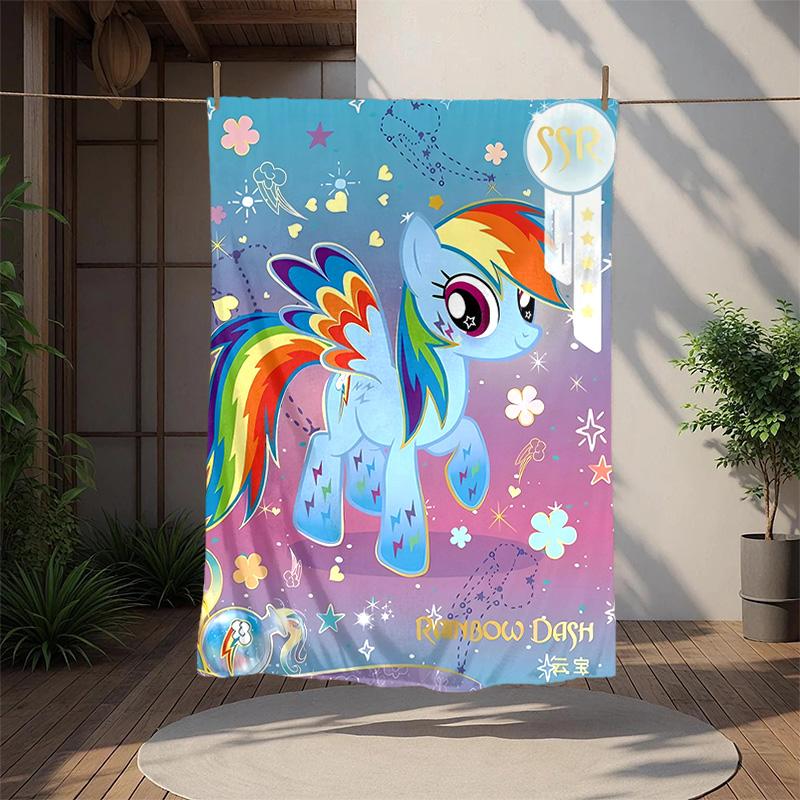 Rainbow Dash Flannel Blanket Soft Warm All-Season Throw, Design for Camping, Car Travel, Hiking Sofa, Bed, Office Perfect Gift for Parties