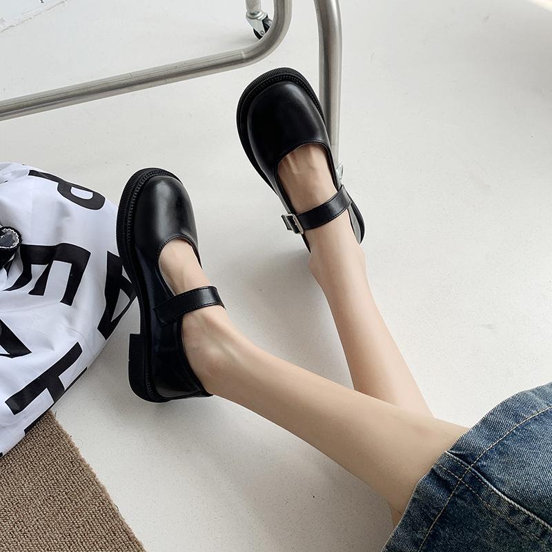 Модные новые туфли Мэри Джейн из кожи для женщин в корейском стиле, универсальные, в ретро-британском стиле, на толстой подошве, весна и лето