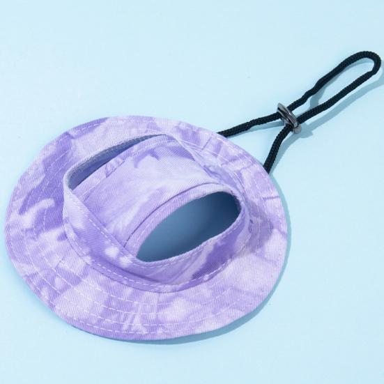 Tie-dye Dog Bucket Hats with Ear Holes Adjustable Round Brim Outdoor Sun Protection Cap for Small Medium Dogs And Cats