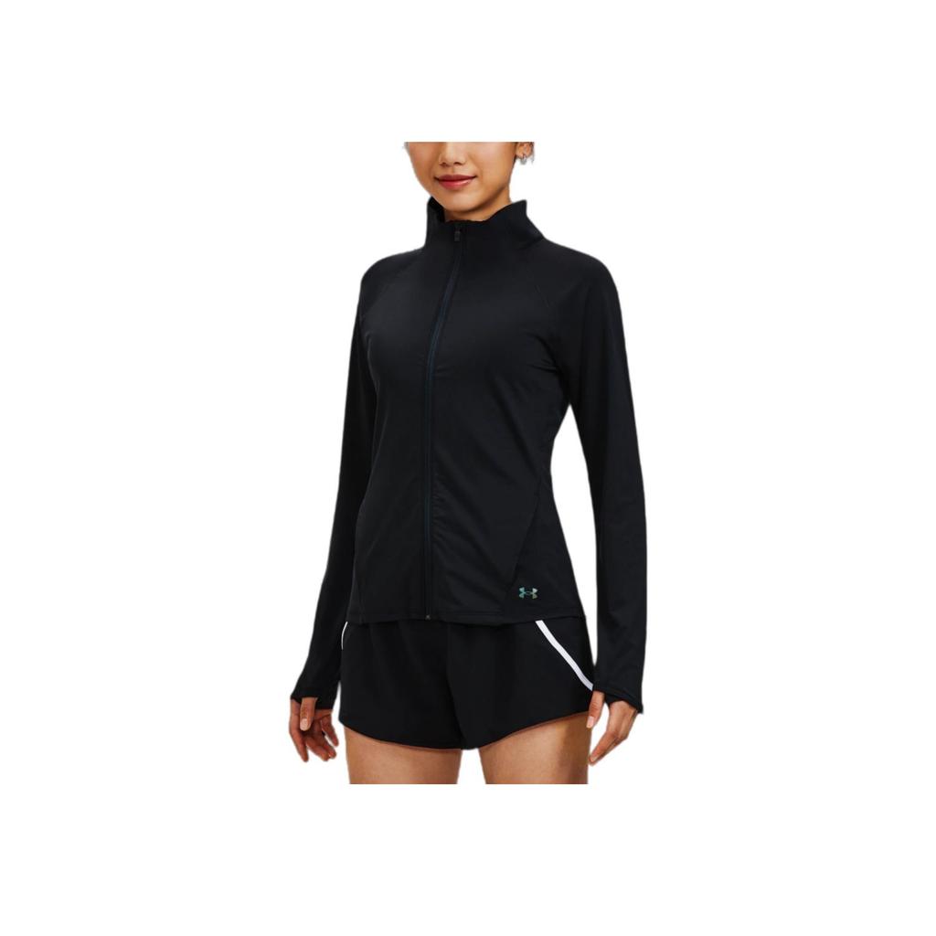 Under Armour Спортивная куртка Rush Solid Color Logo на молнии для женщин, черные куртки 1379044-001