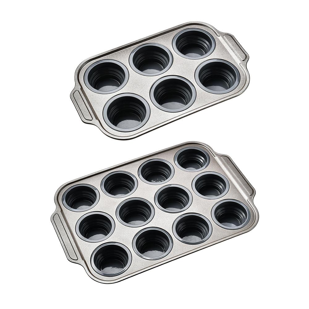 Складная круглая силиконовая форма для мини-кексов, кексов, печенья, помадки, противень с антипригарным покрытием, форма для пудинга, парового пирога, инструмент для выпечки