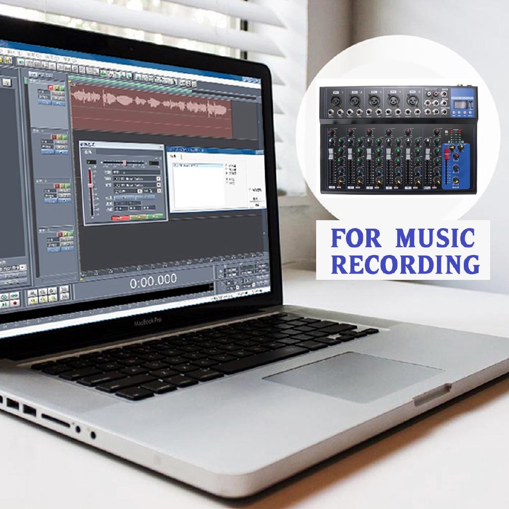 7 Channel Bluetooth Portable Audio Mixer w/USB DJ Sound Mixing Console MP3 Jack Karaoke Amplifier Karaoke KTV Match 33x23x4cm