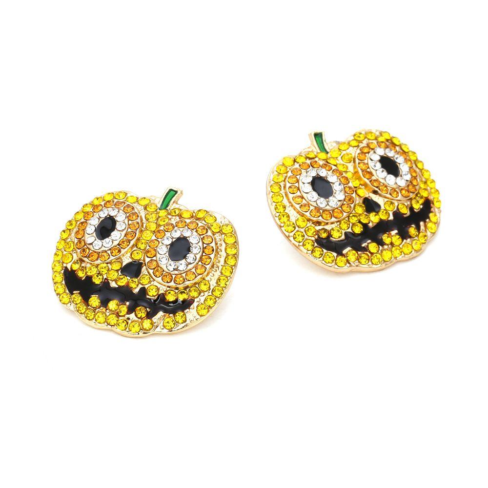 Style Zinc Zinc Alloy Pumpkin Stud Earrings Rhinestone Pumpkin Earrings Women's Earrings Halloween Ear Stud