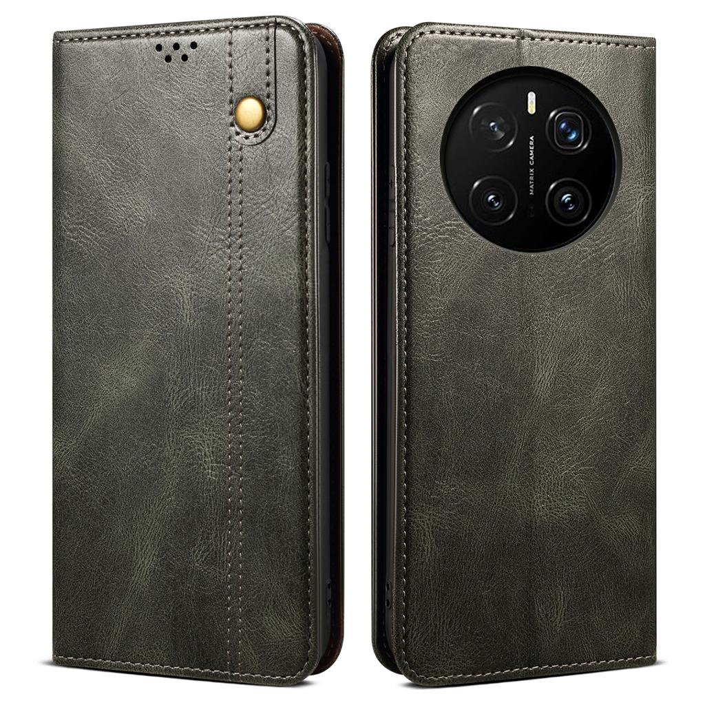 Чехол для Honor Magic7 Pro 5G с текстурой Crazy Horse из вощеной кожи, чехол-кошелек с подставкой для телефона