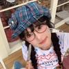 Sun Protection Plaid Cloud Berets Korean Style Octagonal Caps Ins Newsboy Cap  Female