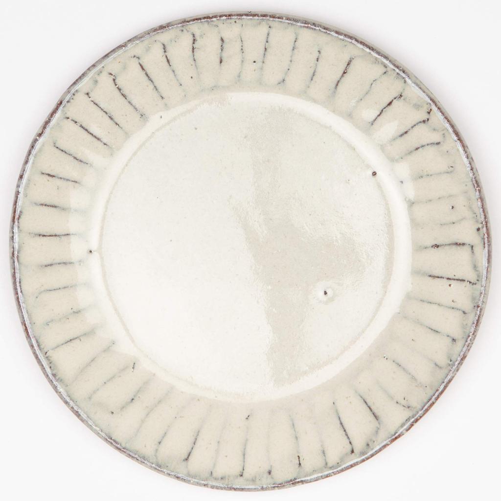 Marui Seito Shigaraki Ware Hechimon Тарелка с белой глазурью и ободком, диаметр 15 см, сделано в Японии, приблизительно. МР-3-3397