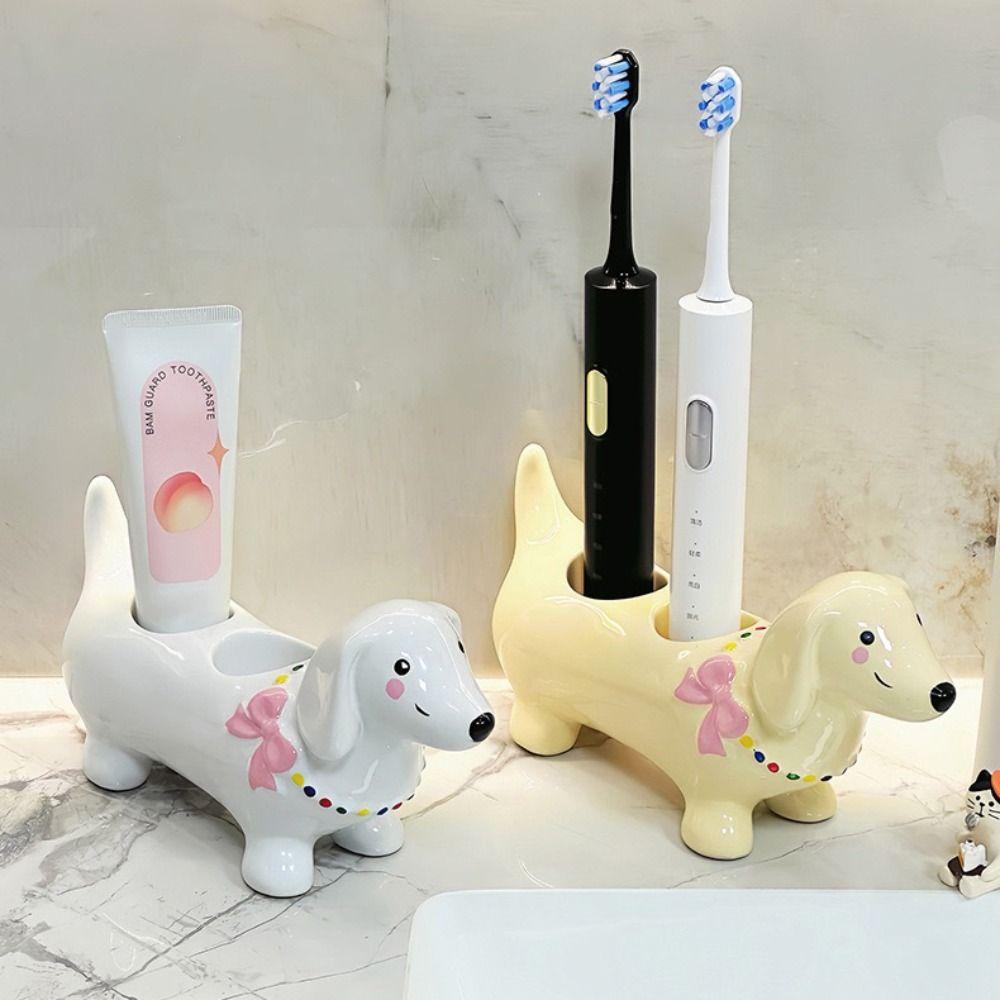 2 Slot Dachshund Toothbrush Holder Creative Electric Toothbrush Stand Bathroom Accessories