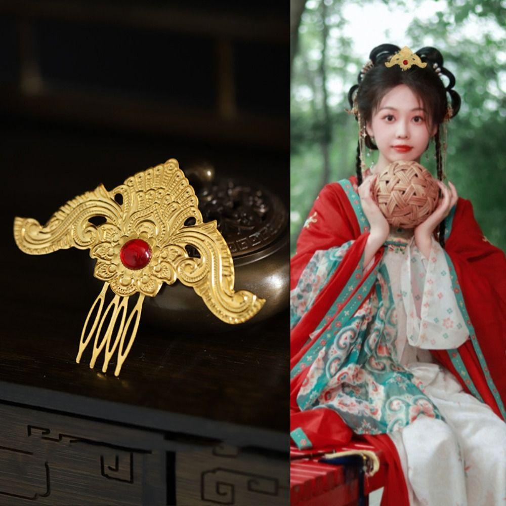 Золотая заколка для волос в китайском стиле, цветочная женская палочка для волос, аксессуары для волос, расческа для волос Hanfu, девочка