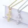 CN077 BLING BLING CZ Cross Pendant Iced Out Gold Plated Rope Chain Necklace Hip Hop Gift Jewelry