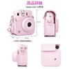 HIYQIN Cheki Case instax mini 12 Fujifilm Cheki 12 Case and 28 Photo Album Set Cheki mini 12 Camera Case with Shoulder Strap PU Leather Pink "Cute