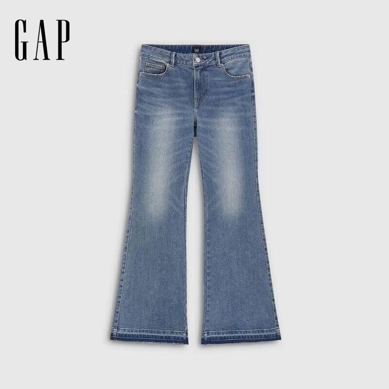 Gap Женские джинсы с низкой посадкой, необработанным краем и расклешенной юбкой.