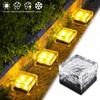Atmosphere Lights Solar Powered Ice Cube Lamp Glass Brick Landscape Square Glass Outdoor Road Courtyard Garden Decoration