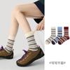 Autumn and Winter Multi-layered Color-blocking Mid-calf Socks for Women, Boneless Color-blocking Pile Socks, Striped Socks