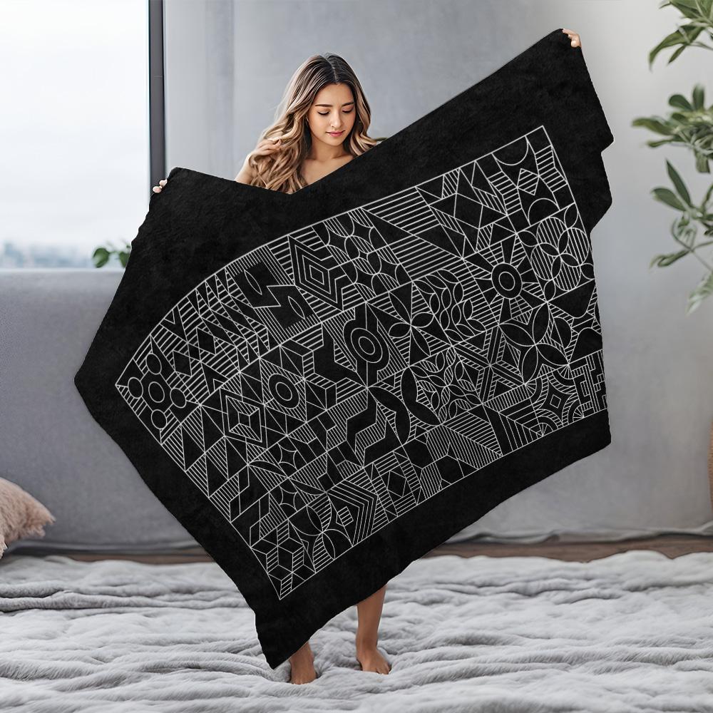 Abstract Geometric Print Fleece Blanket Throw Soft Warm Decorative Sofa Bed Cover Gift