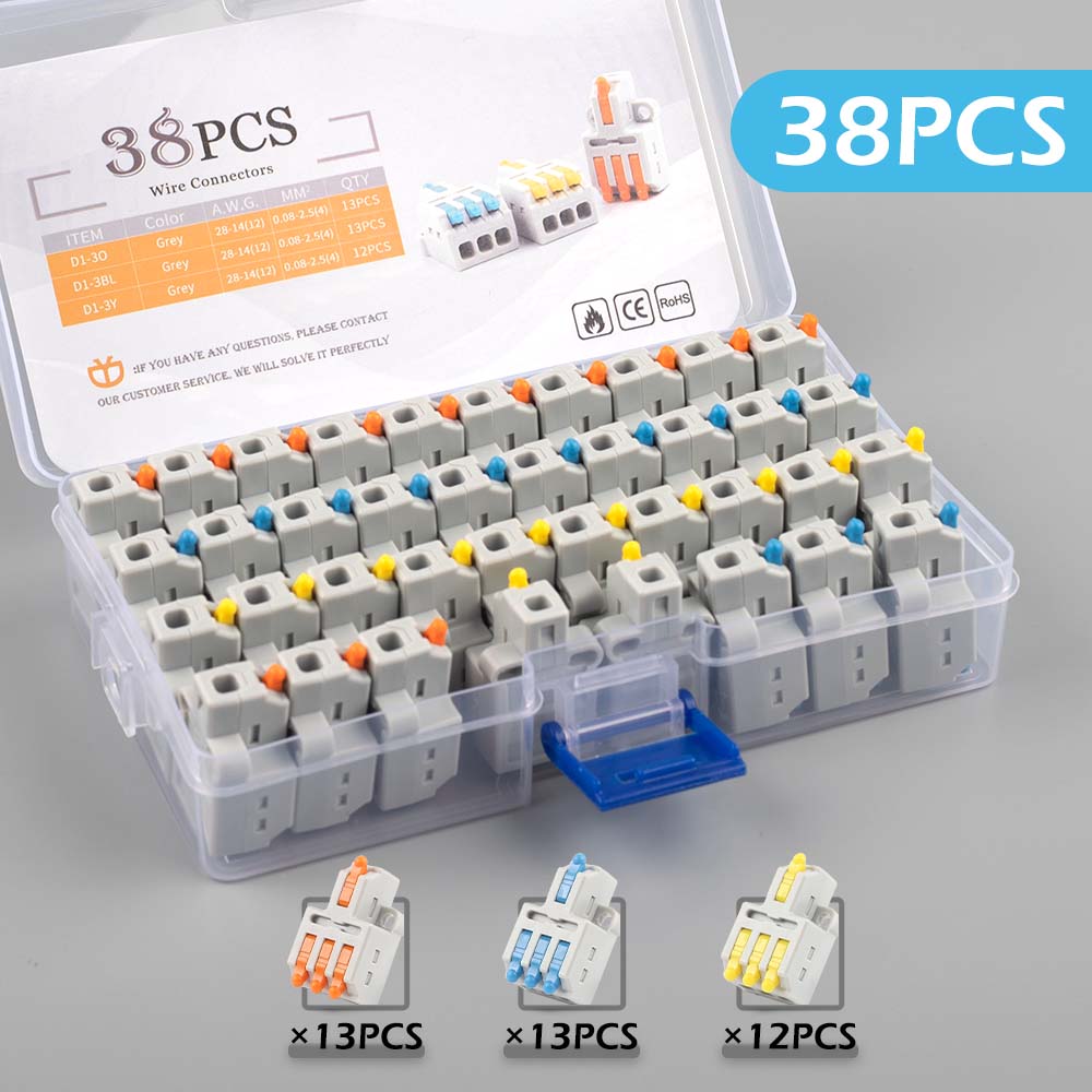 Рычажные быстрые мини-соединители для проводов 1 вход - несколько выходов Компактные соединители для сращивания проводов Подключение для вставных домашних клеммных блоков 32А