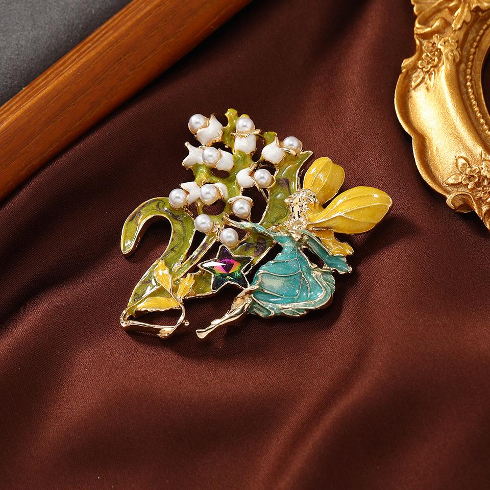 Женская мода броши с радужным цветком и бабочкой для женщин, роскошная брошь из эмалированного сплава желтого золота с растениями и животными, булавки